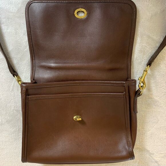 Vintage Coach Court Bag 9870 Dark Mahogany Brown Leather Crossbody Glove Tanned - Picture 14 of 16
